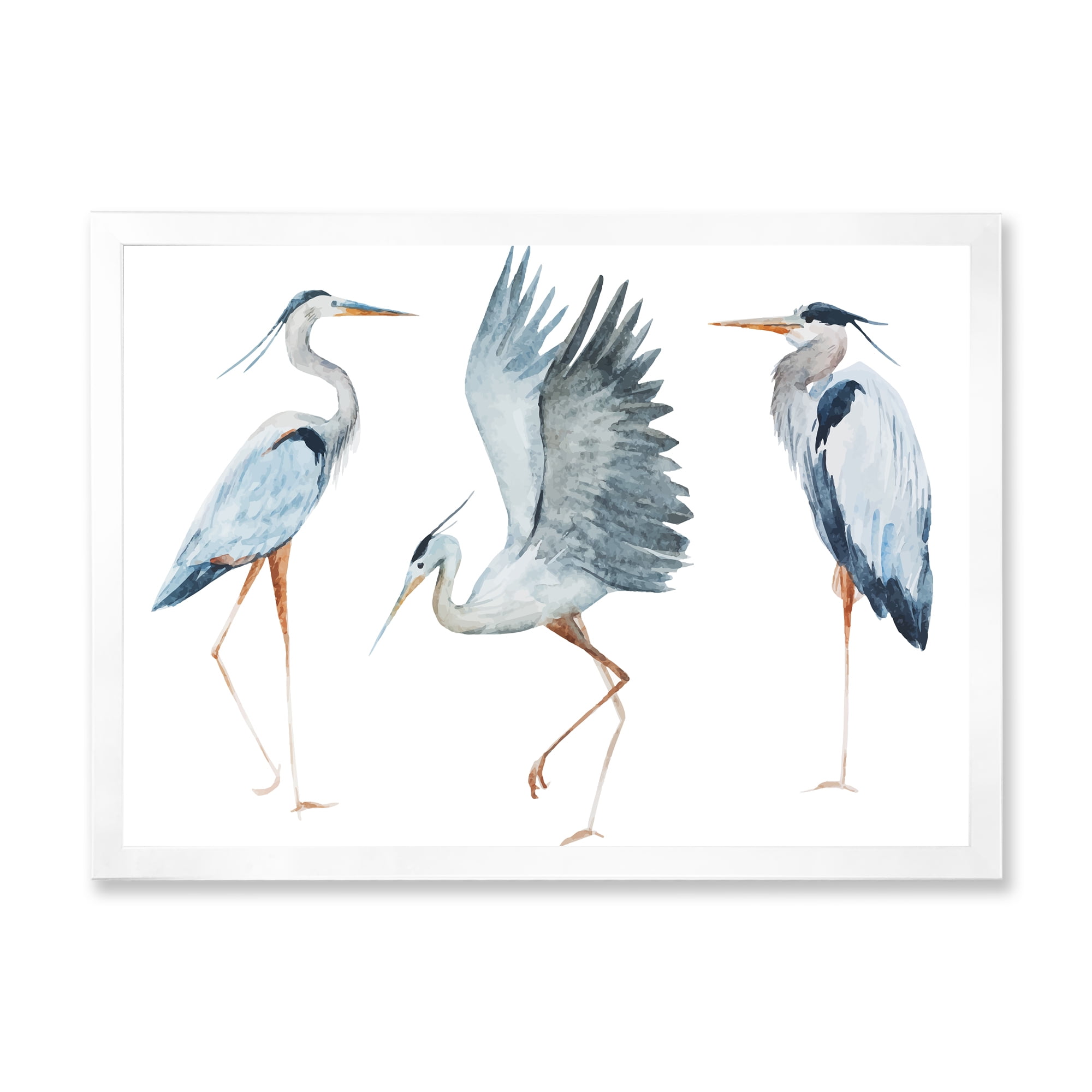 Designart 'Portrait Of Heron Birds II' Traditional Framed Art Print