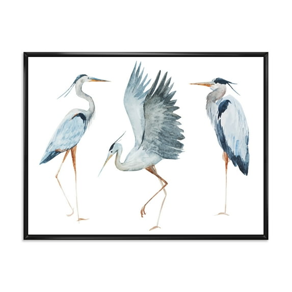 Designart 'Portrait Of Heron Birds II' Traditional Framed Canvas Wall Art Print