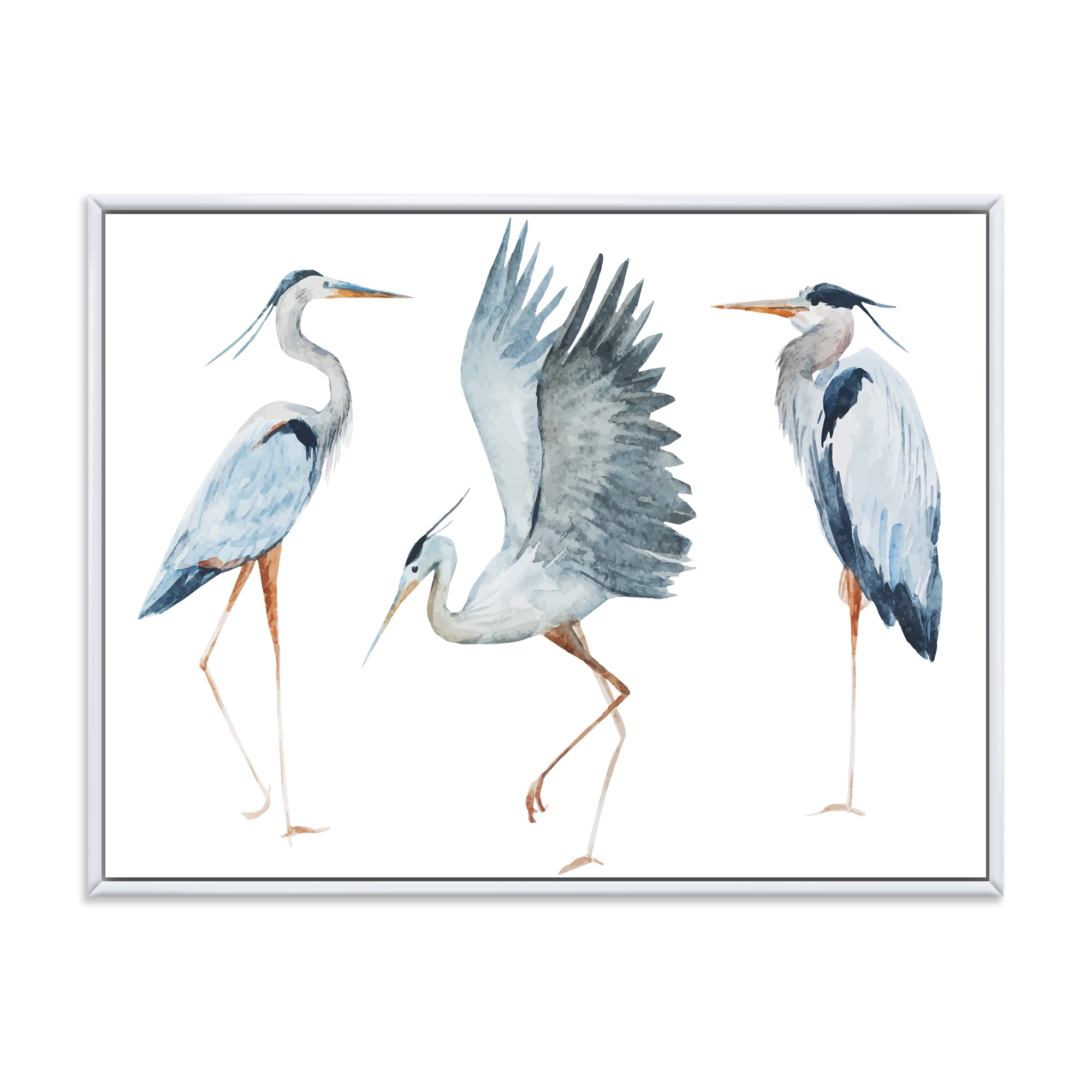 Designart 'Portrait Of Heron Birds II' Traditional Framed Canvas Wall Art Print