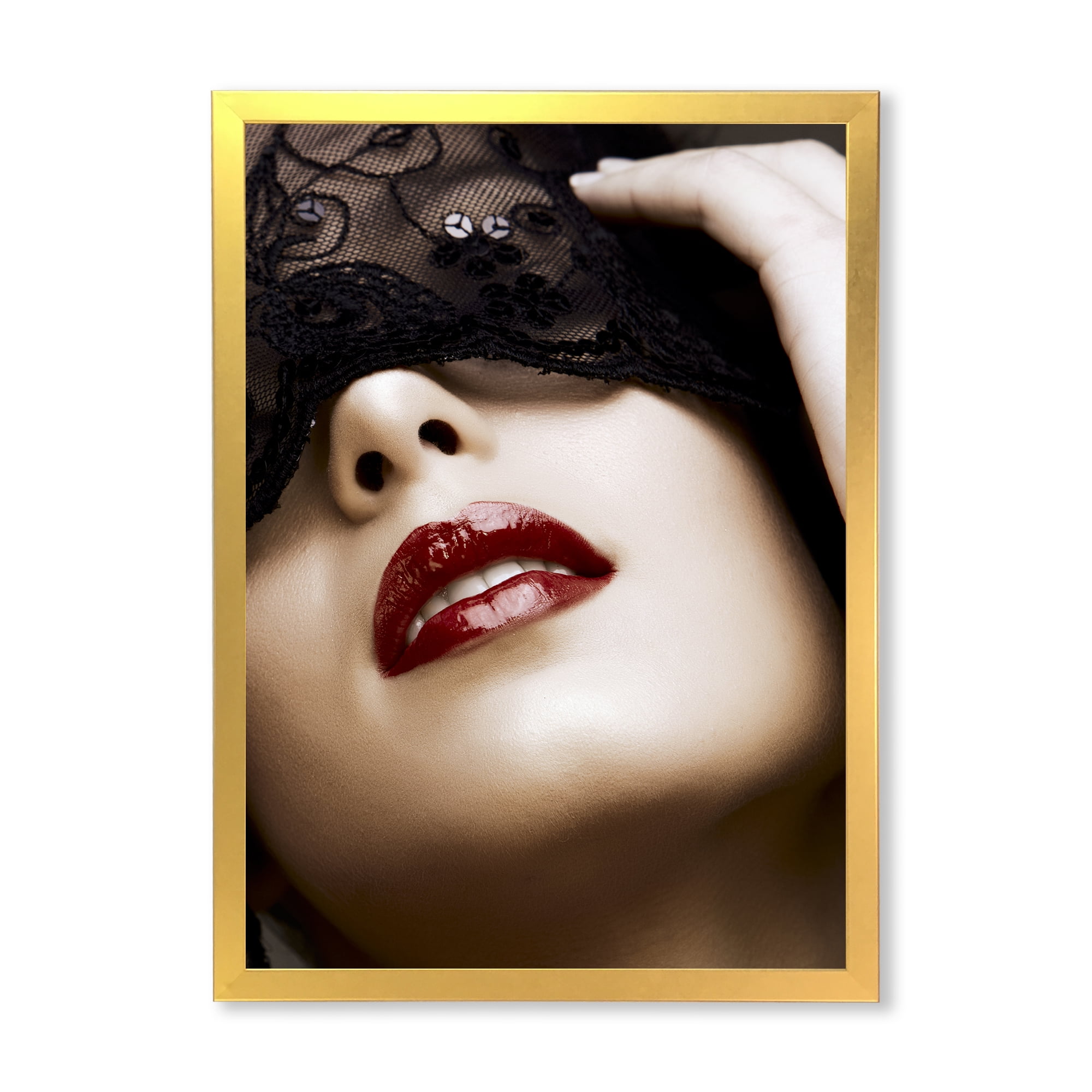 Designart 'Portrait Of Modern Girl With Mask' Modern Framed Art Print