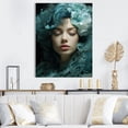 thumbnail image 1 of Designart "Portrait Of The Cyan Smoke Woman I" Fashion Woman Wall Art Prints, 1 of 7