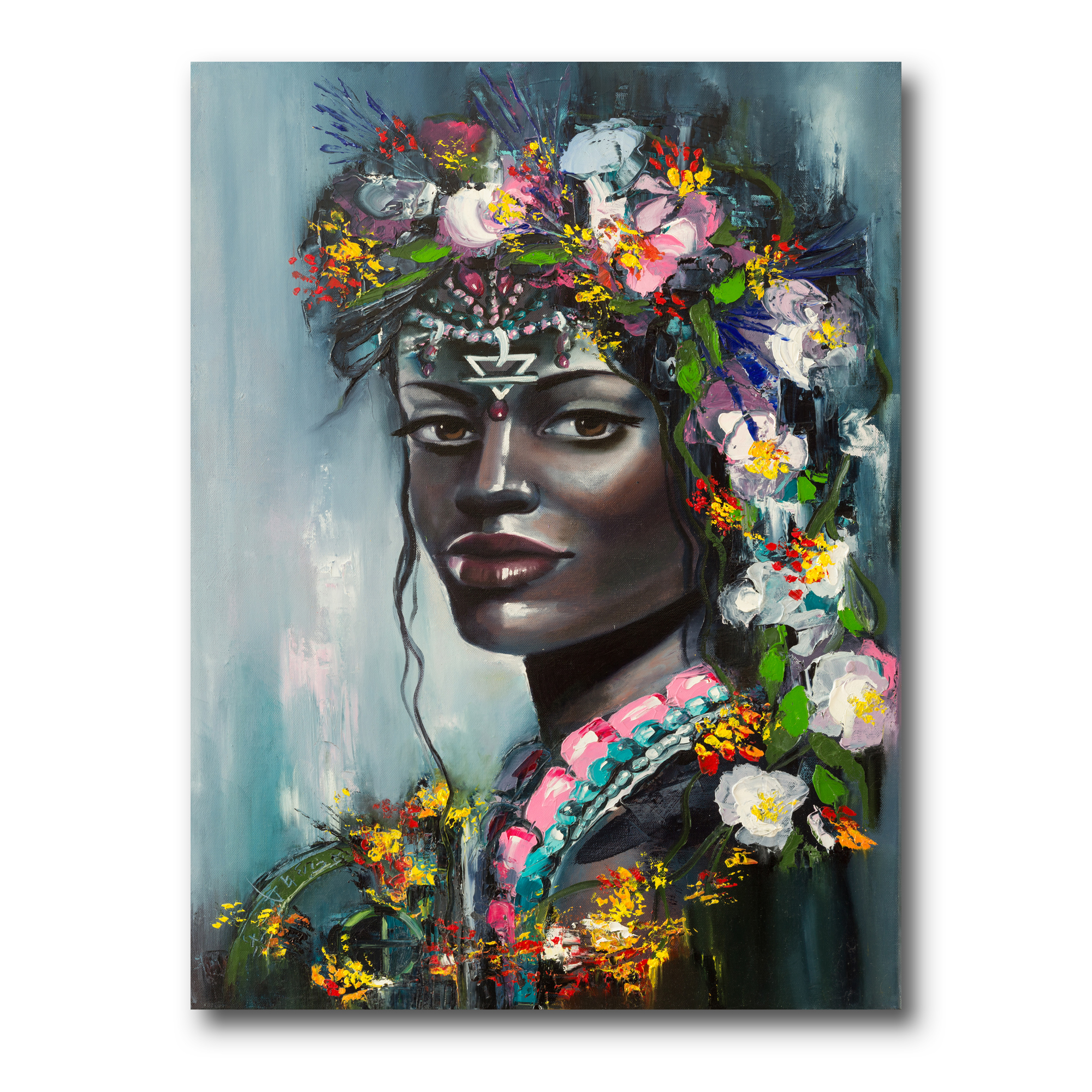 Designart ' Portrait Of Traditional African American Woman ' Modern Canvas Wall Art Print