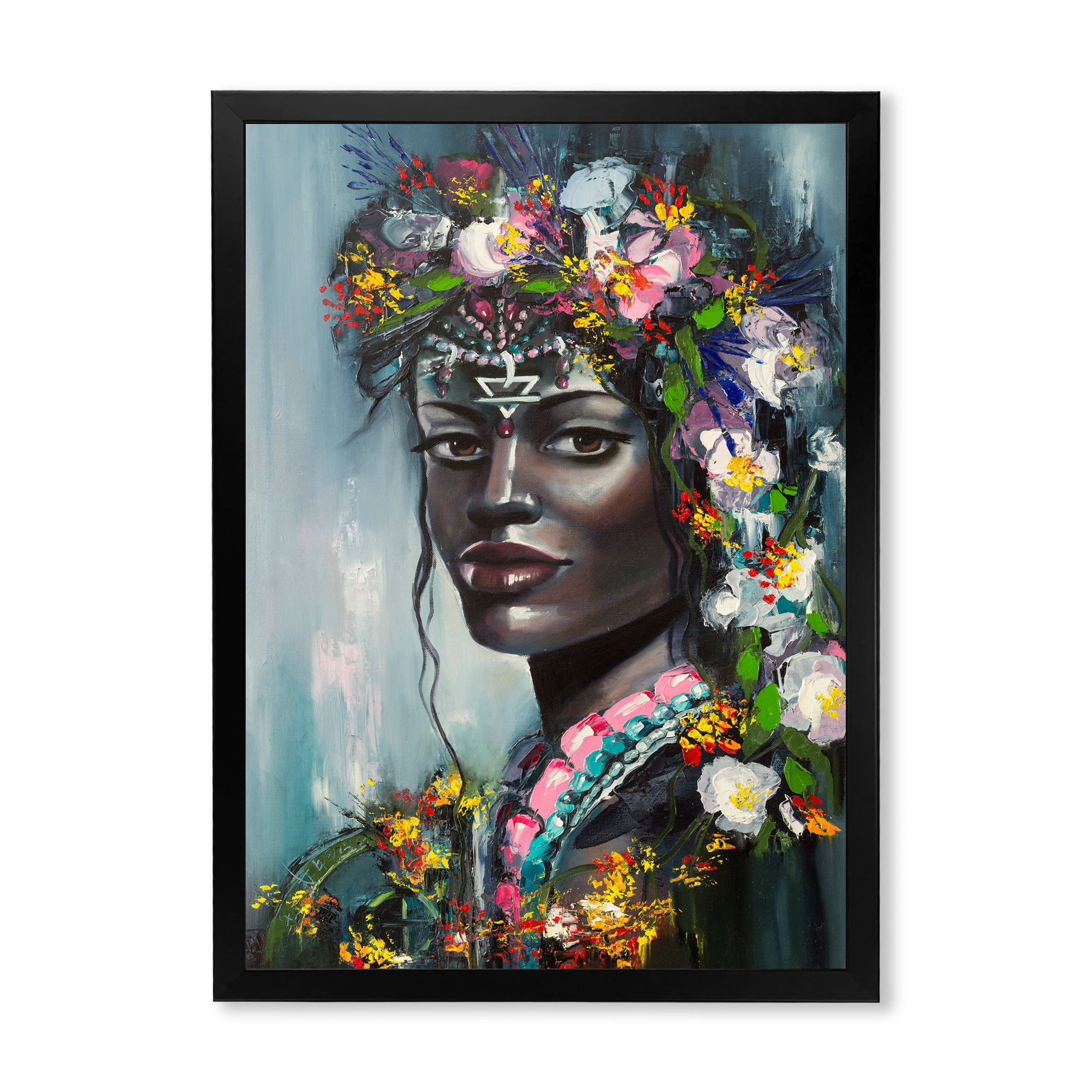 Designart 'Portrait Of Traditional African American Woman' Modern Framed Art Print