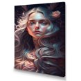 thumbnail image 1 of Designart Portrait Of Woman With Flowers Canvas Wall Art, 1 of 5