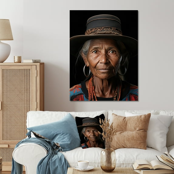 Designart "Portrait Vibrant Indian Tribal wall art II" Indian Art Metal Art Living Room