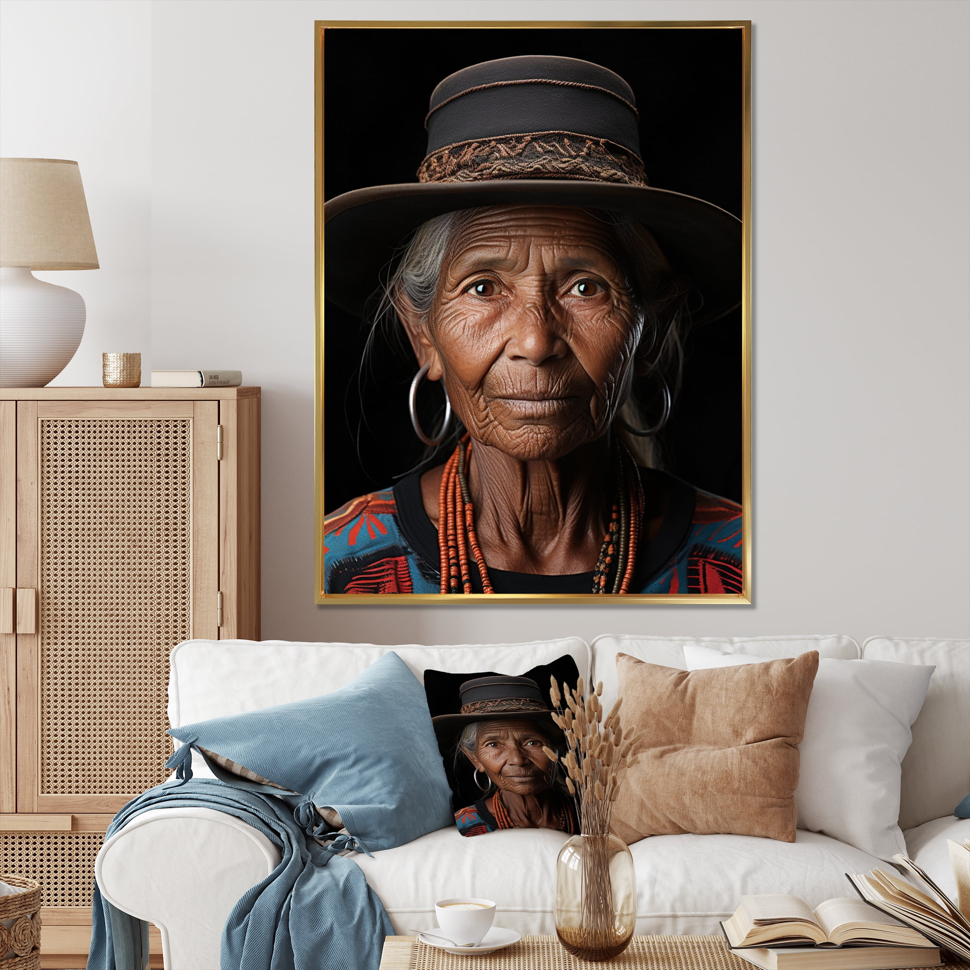 Designart "Portrait Vibrant Indian Tribal wall art II" Portrait Floater