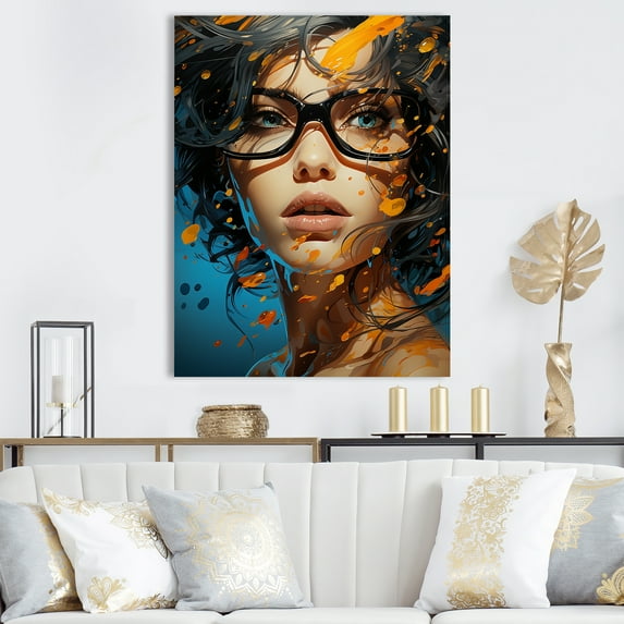 Designart "Portrait With Colorful Comics Influence" Pop Art Wall Art Living Room