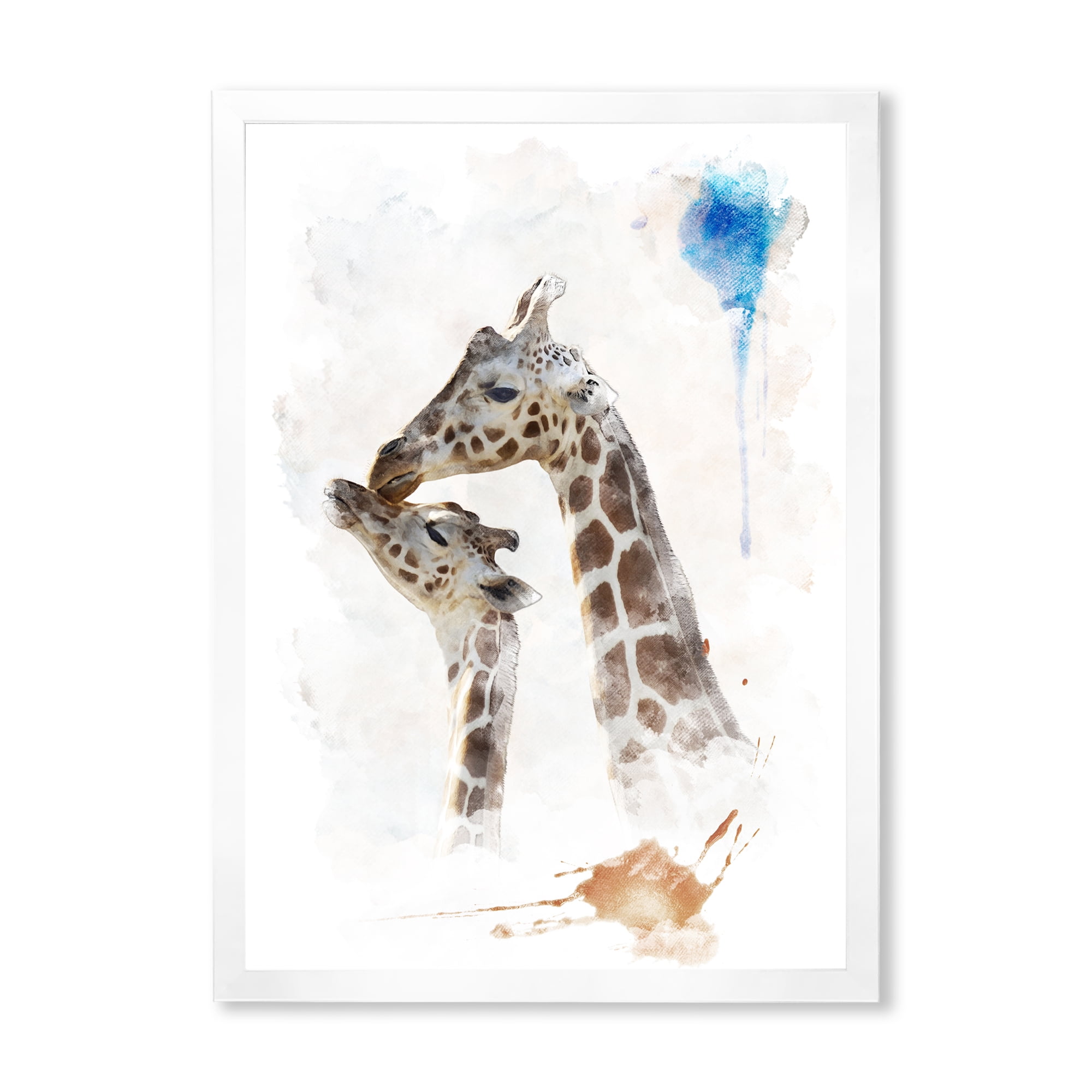 Designart 'Portrait of A Child and Giraffe' Farmhouse Framed Art Print