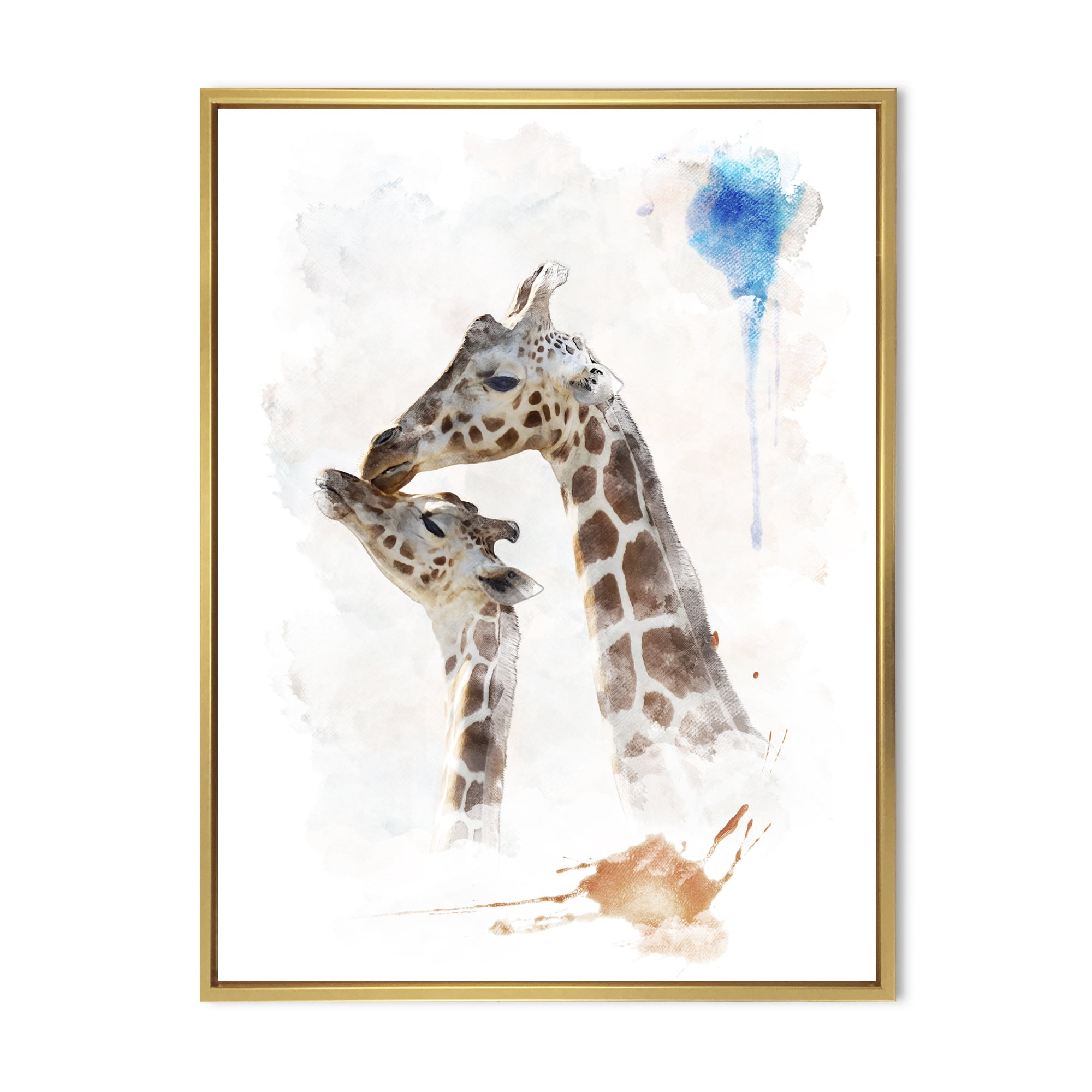 Designart 'Portrait of A Child and Giraffe' Farmhouse Framed Canvas Wall Art Print