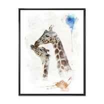 Designart 'Portrait of A Child and Giraffe' Farmhouse Framed Canvas Wall Art Print