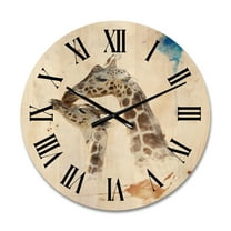 Designart 'Portrait of A Child and Giraffe' Farmhouse Wood Wall Clock