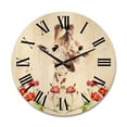 thumbnail image 1 of Designart 'Portrait of A Giraffe With Red Flowers I' Farmhouse Wood Wall Clock, 1 of 5