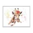 thumbnail image 1 of Designart 'Portrait of A Giraffe With Red Flowers II' Farmhouse Framed Canvas Wall Art Print, 1 of 5