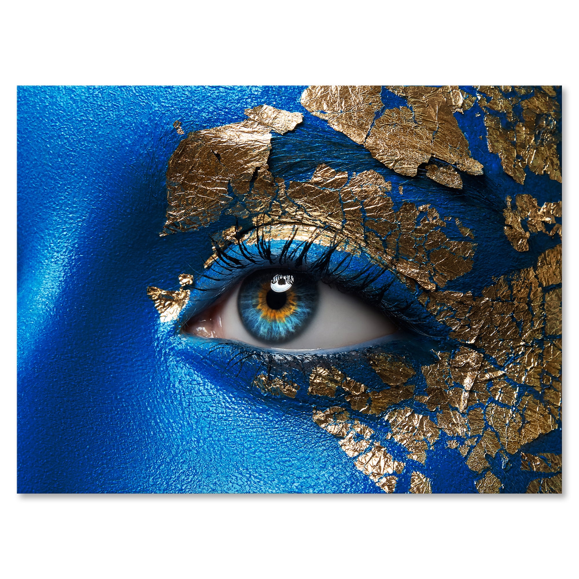 Designart ' Portrait of A Young Woman Model With Blue Make-Up ' Modern Canvas Wall Art Print