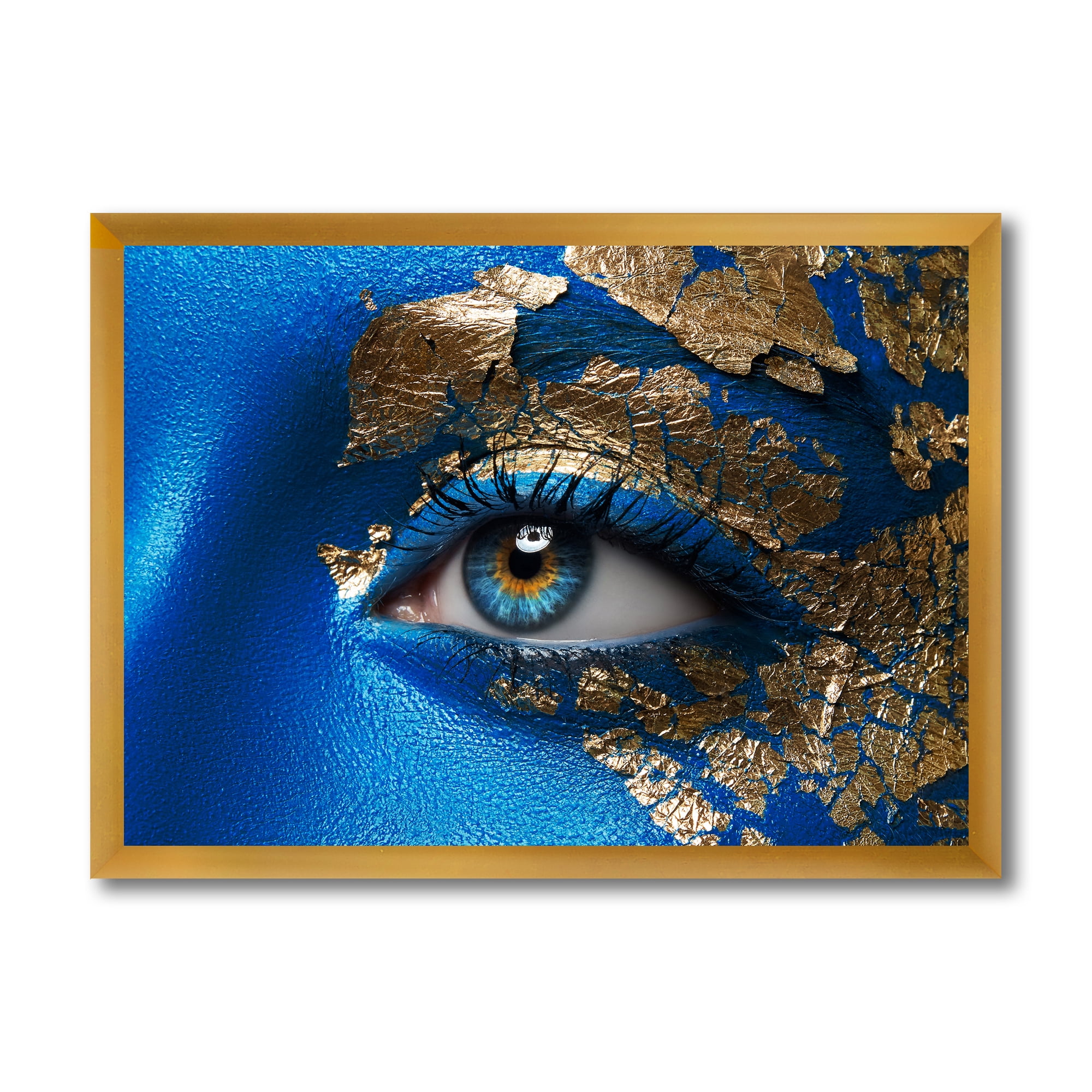 Designart 'Portrait of A Young Woman Model With Blue Make-Up' Modern Framed Art Print