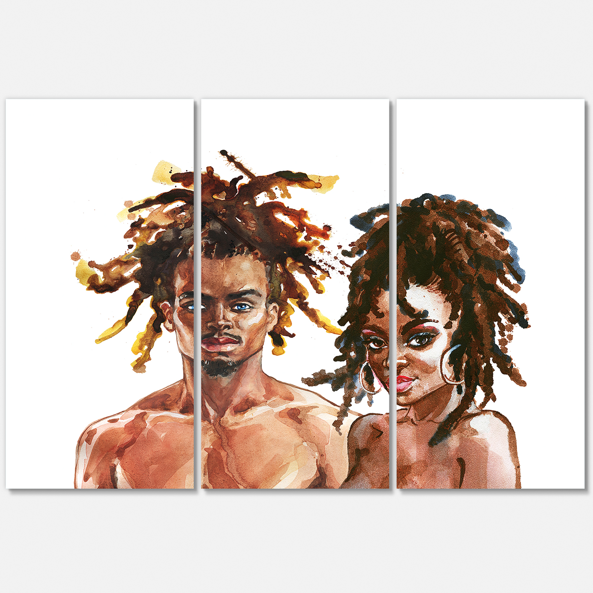 Designart ' Portrait of African American Couple ' Modern Canvas Wall Art Print