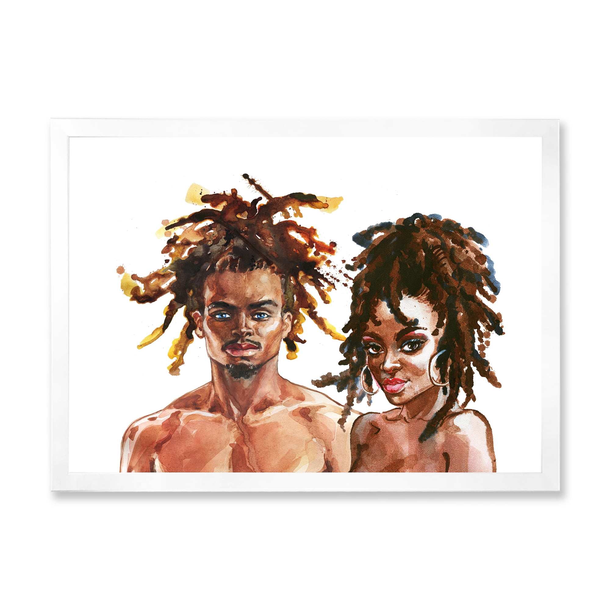 Designart 'Portrait of African American Couple' Modern Framed Art Print