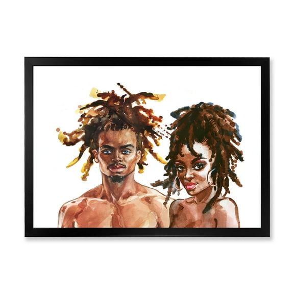 Designart 'Portrait of African American Couple' Modern Framed Art Print