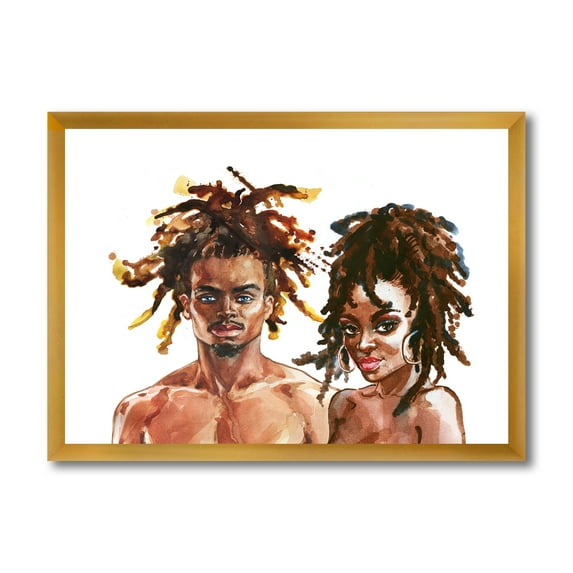 Designart 'Portrait of African American Couple' Modern Framed Art Print