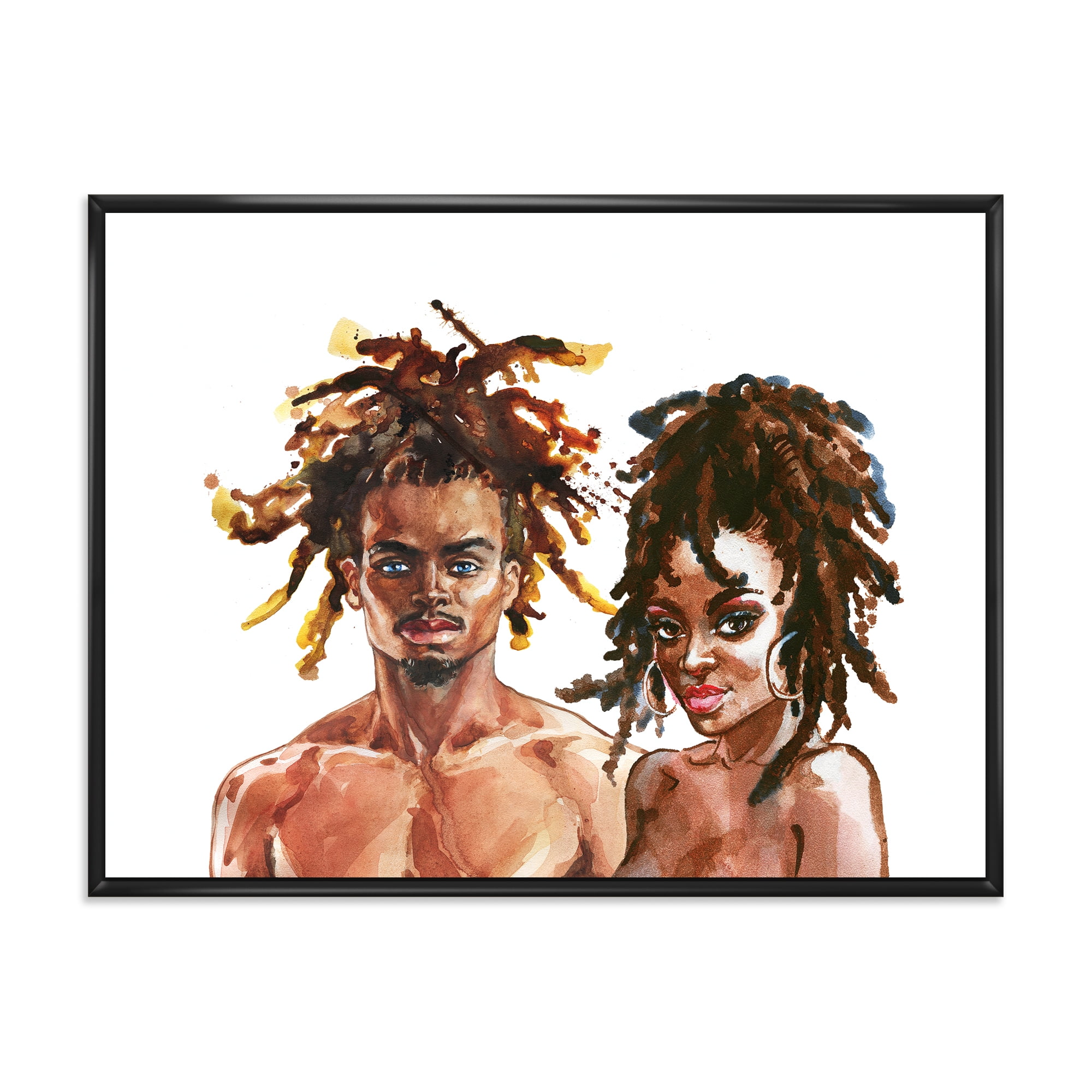 Designart 'Portrait of African American Couple' Modern Framed Canvas Wall Art Print