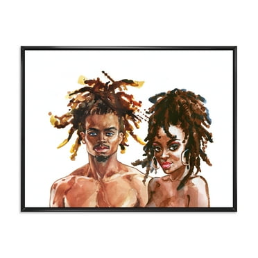 Designart 'Portrait of African American Couple' Modern Framed Canvas Wall Art Print