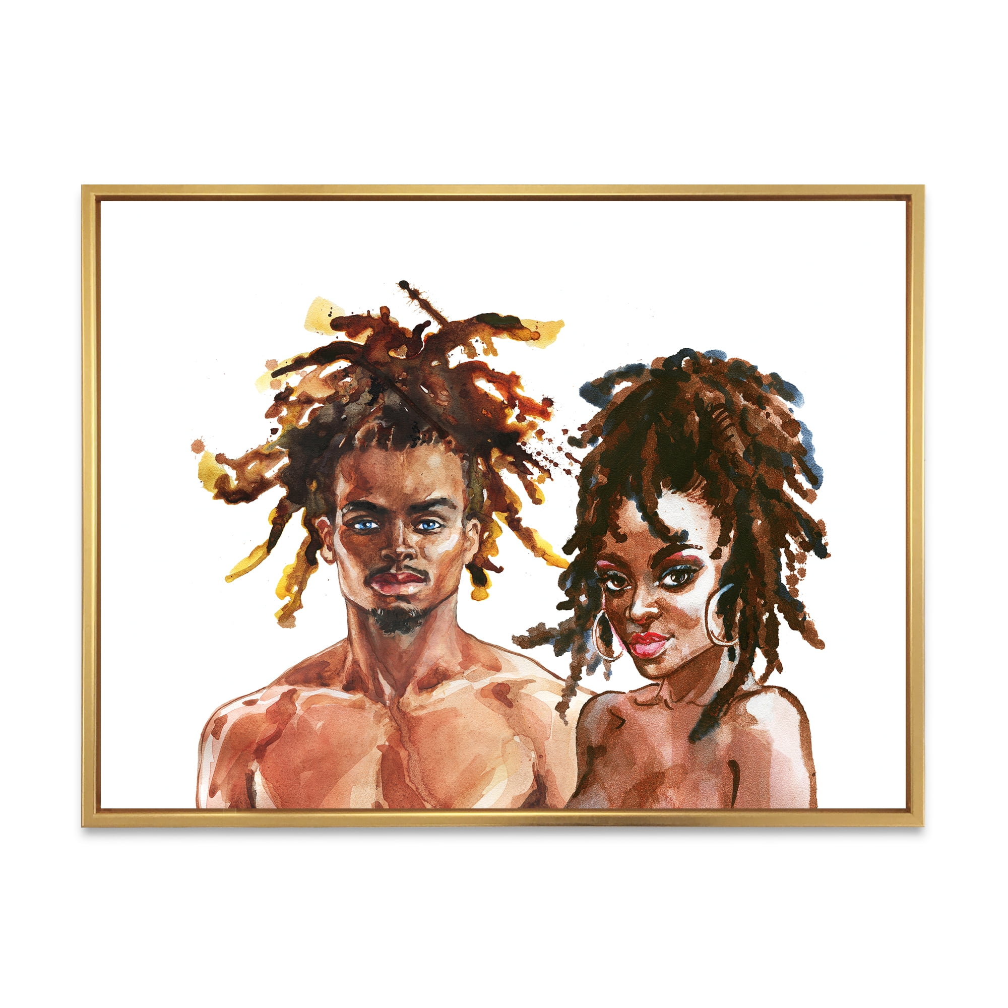 Designart 'Portrait of African American Couple' Modern Framed Canvas Wall Art Print