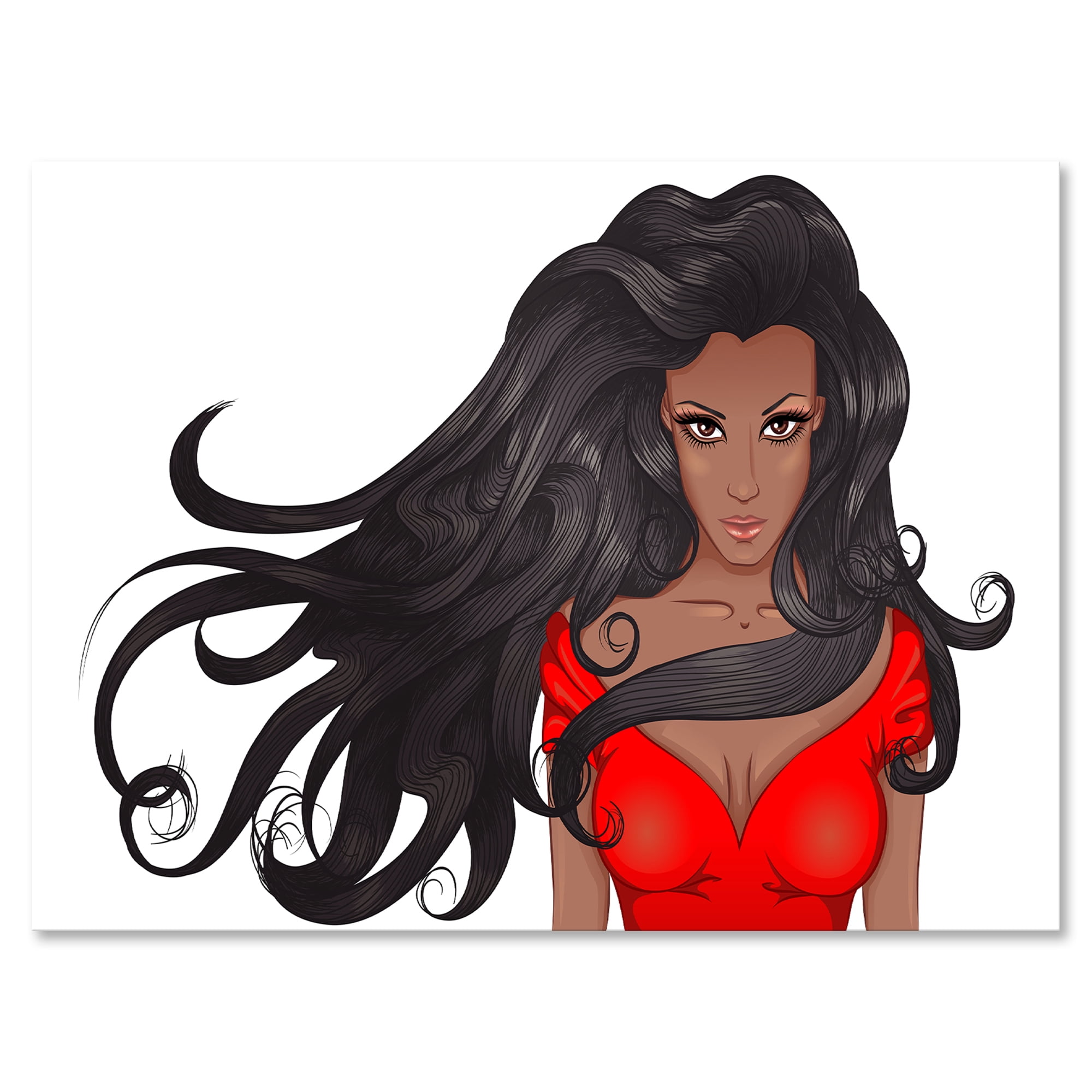 Designart ' Portrait of African American Female XIV ' Modern Canvas Wall Art Print