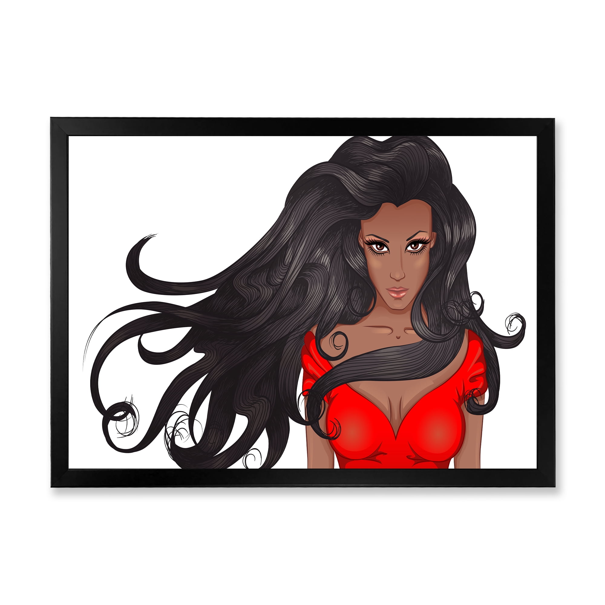 Designart 'Portrait of African American Female XIV' Modern Framed Art Print