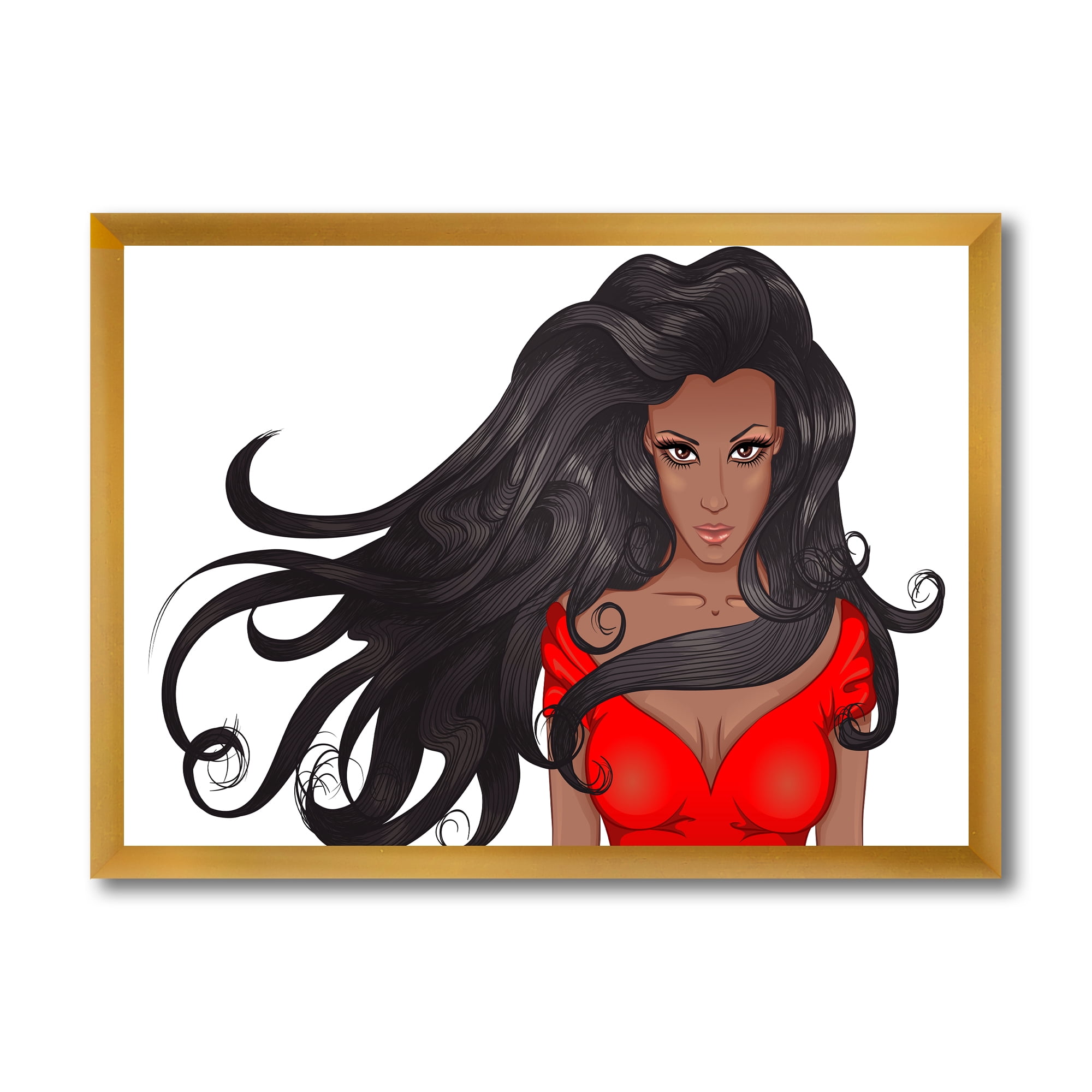 Designart 'Portrait of African American Female XIV' Modern Framed Art Print