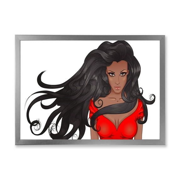 Designart 'Portrait of African American Female XIV' Modern Framed Art Print