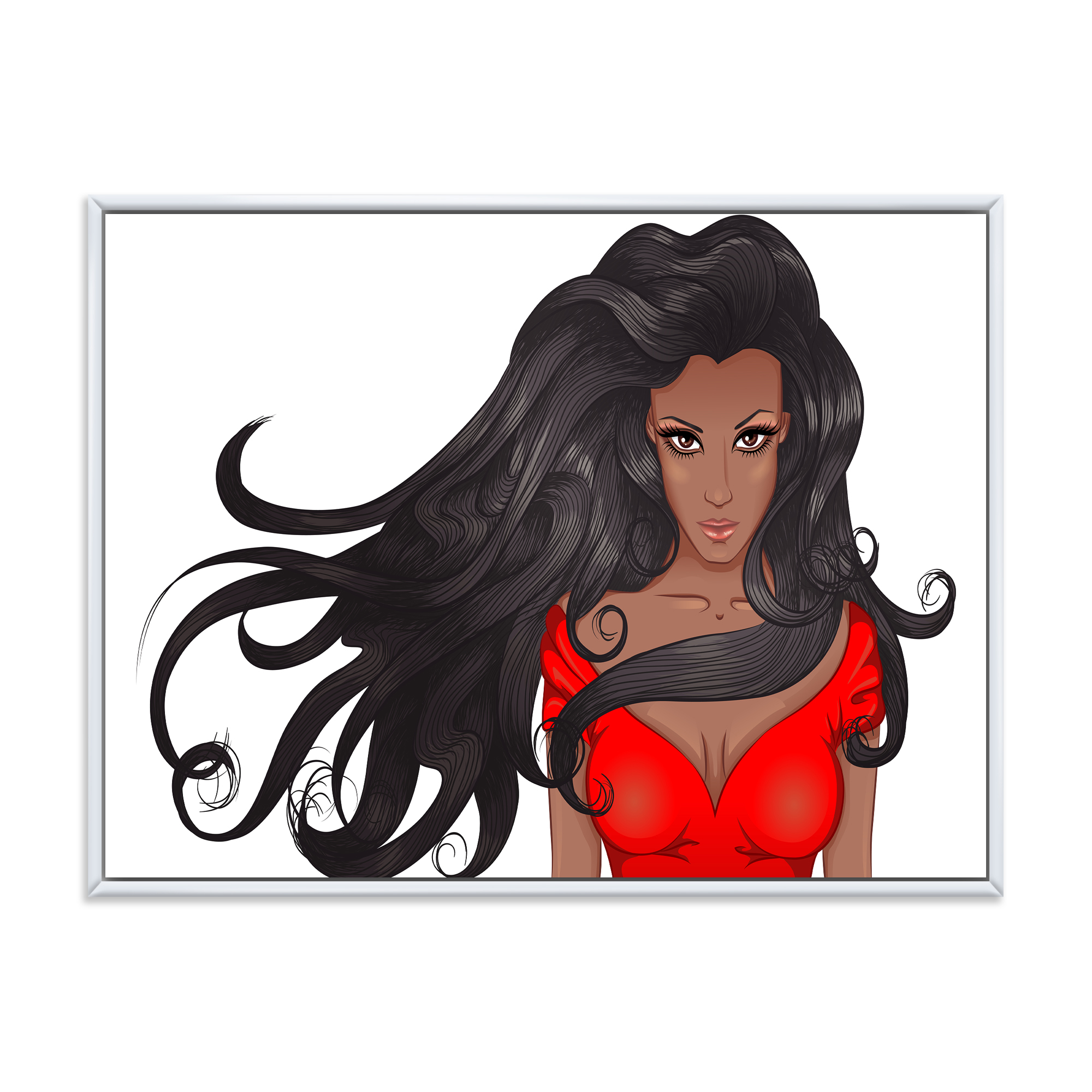 Designart 'Portrait of African American Female XIV' Modern Framed Canvas Wall Art Print