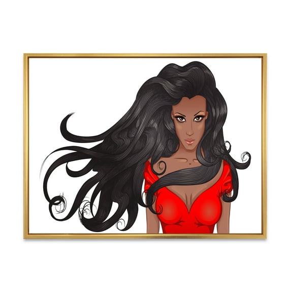 Designart 'Portrait of African American Female XIV' Modern Framed Canvas Wall Art Print