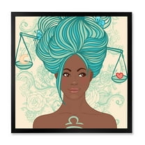 Designart 'Portrait of African American Woman With Blue Hair I' Modern Framed Art Print