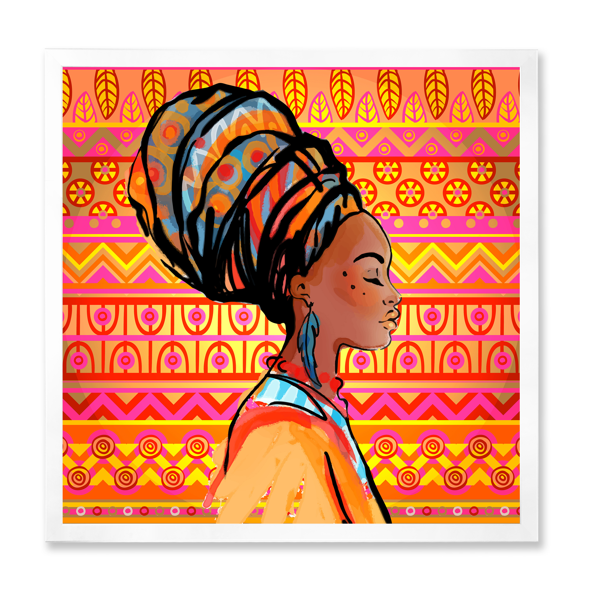 Designart 'Portrait of African American Woman With Turban I' Modern Framed Art Print