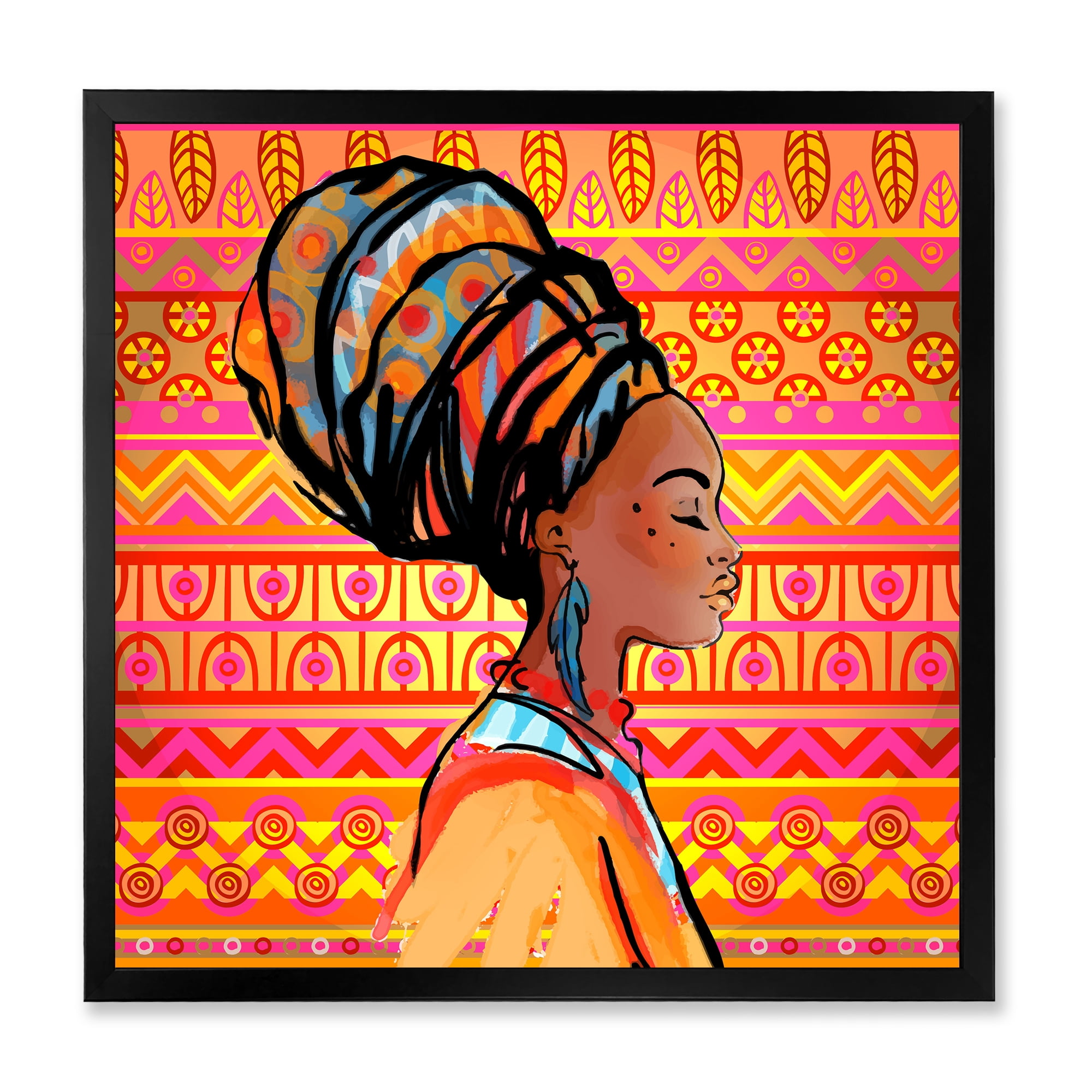 Designart 'Portrait of African American Woman With Turban I' Modern Framed Art Print