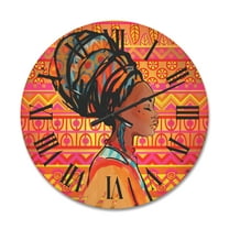 Designart 'Portrait of African American Woman With Turban I' Modern Wood Wall Clock