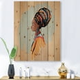 thumbnail image 1 of Designart 'Portrait of African American Woman With Turban II' Modern Print on Natural Pine Wood, 1 of 5