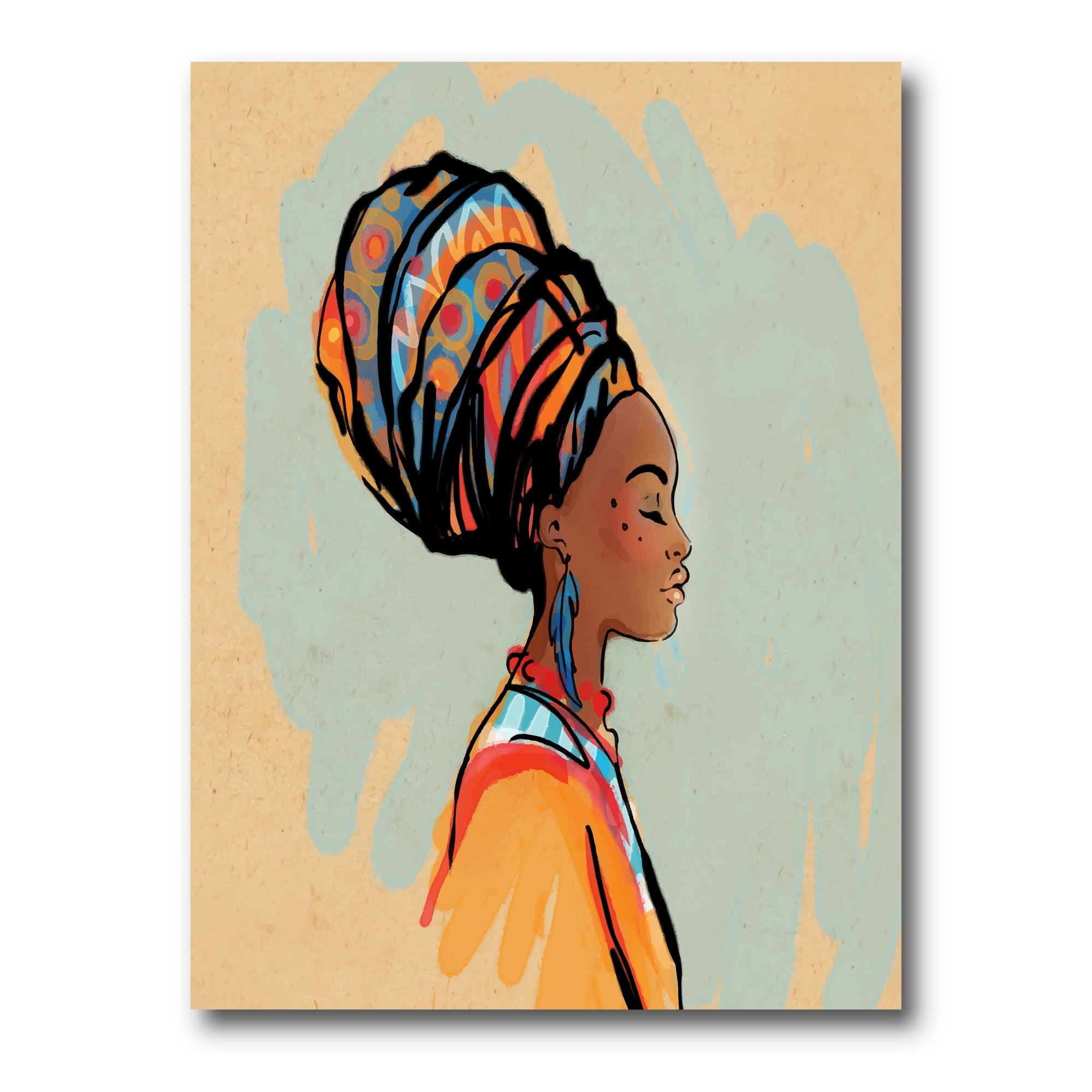 Designart ' Portrait of African American Woman With Turban III ' Modern Canvas Wall Art Print