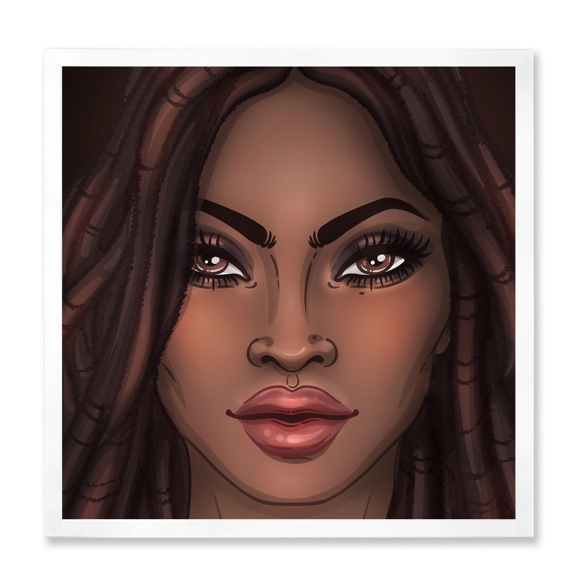 Designart 'Portrait of Afro American Woman I' Modern Framed Art Print