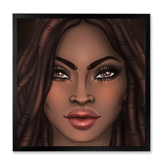 Designart 'Portrait of Afro American Woman I' Modern Framed Art Print