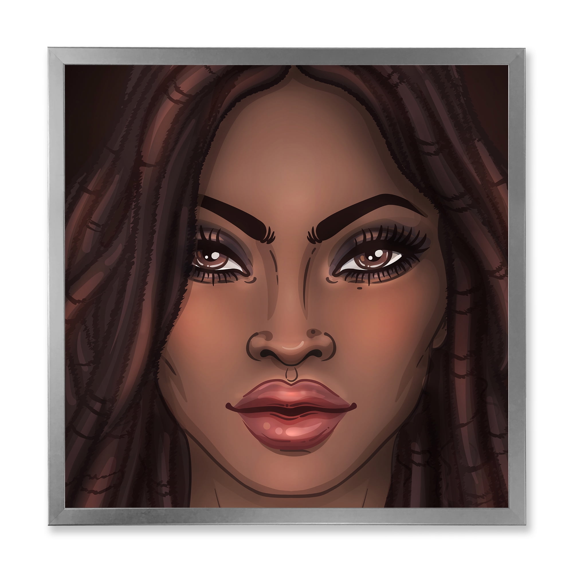 Designart 'Portrait of Afro American Woman I' Modern Framed Art Print