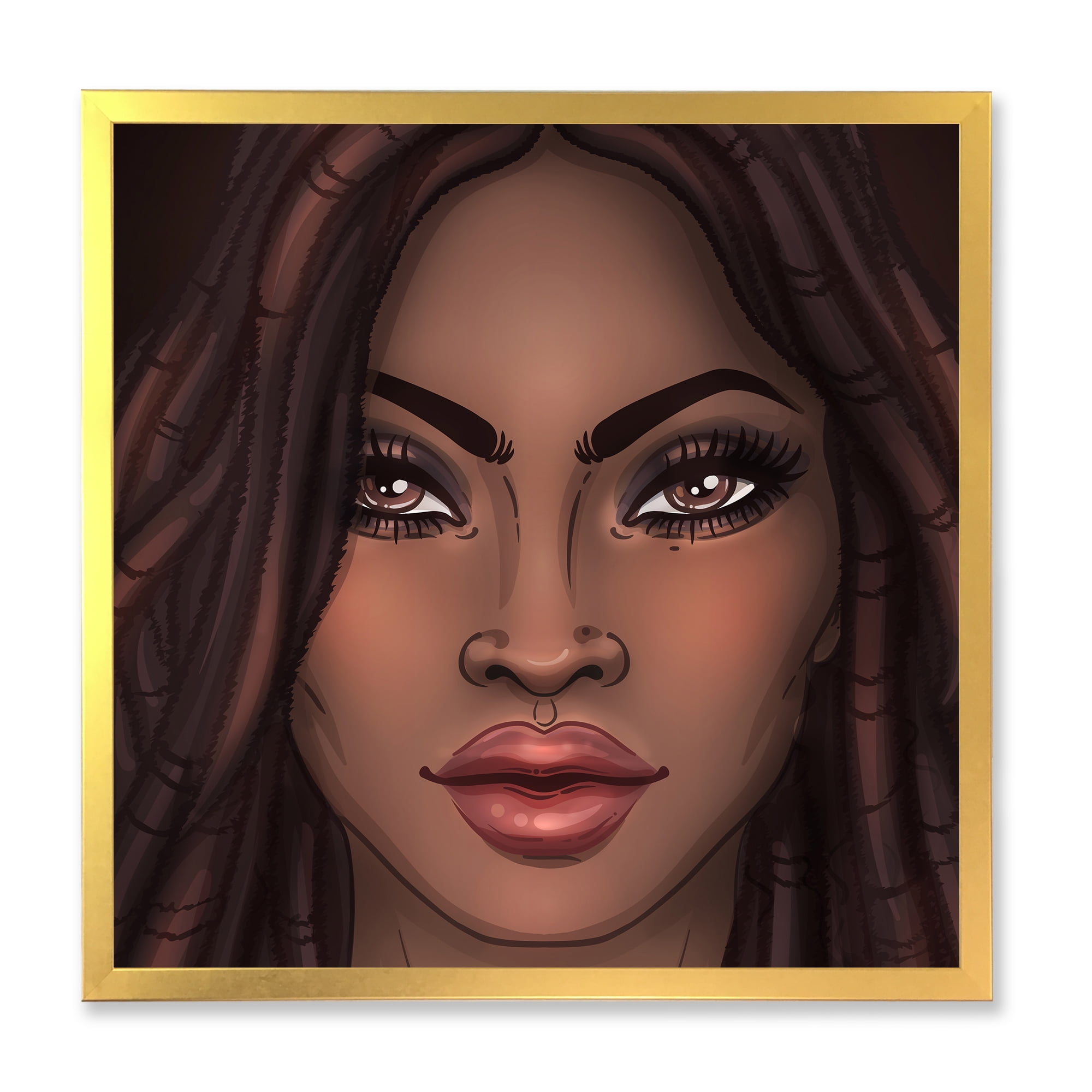 Designart 'Portrait of Afro American Woman I' Modern Framed Art Print