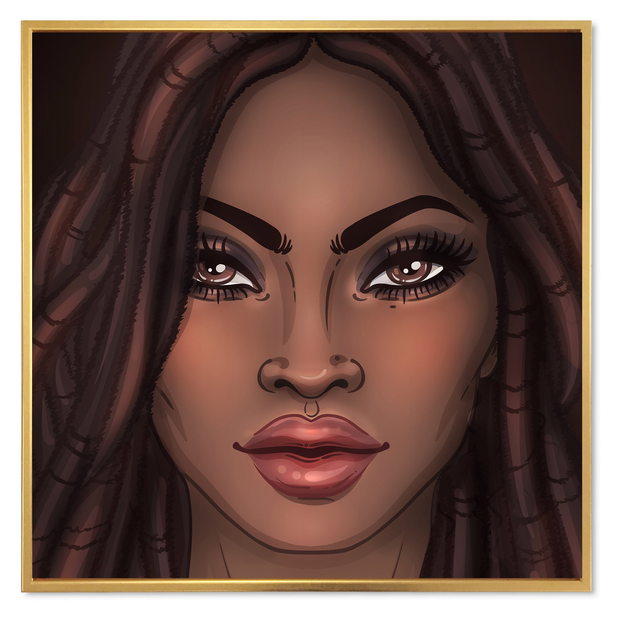 Designart 'Portrait of Afro American Woman I' Modern Framed Canvas Wall Art Print