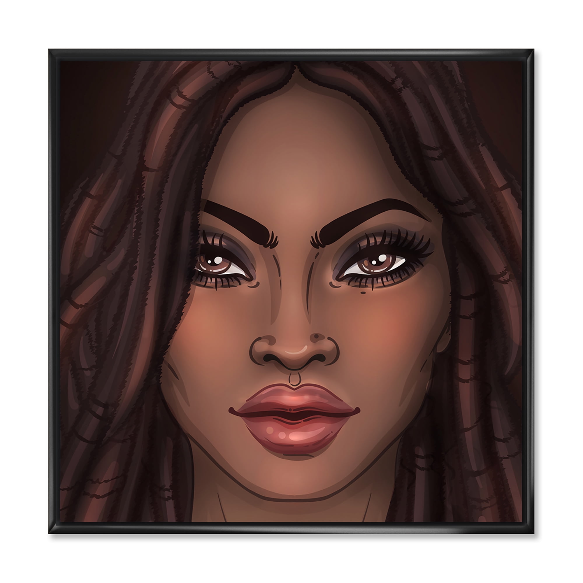 Designart 'Portrait of Afro American Woman I' Modern Framed Canvas Wall Art Print