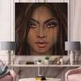 thumbnail image 1 of Designart 'Portrait of Afro American Woman I' Modern Print on Natural Pine Wood, 1 of 5