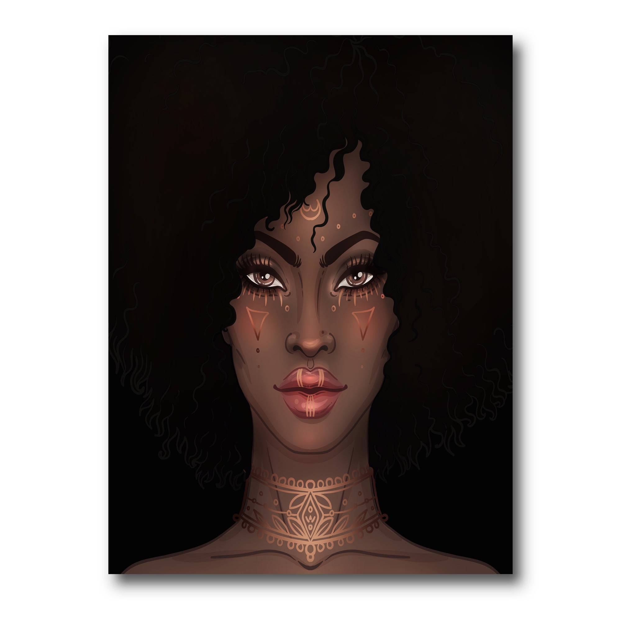 Designart ' Portrait of Afro American Woman II ' Modern Canvas Wall Art Print