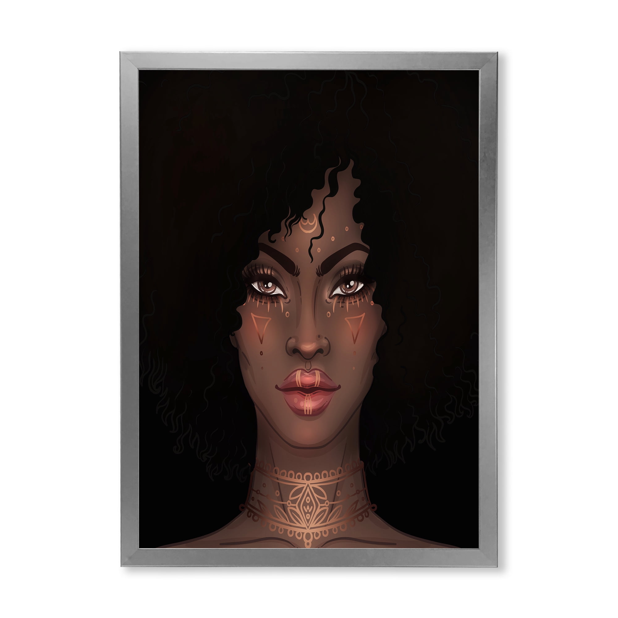 Designart 'Portrait of Afro American Woman II' Modern Framed Art Print