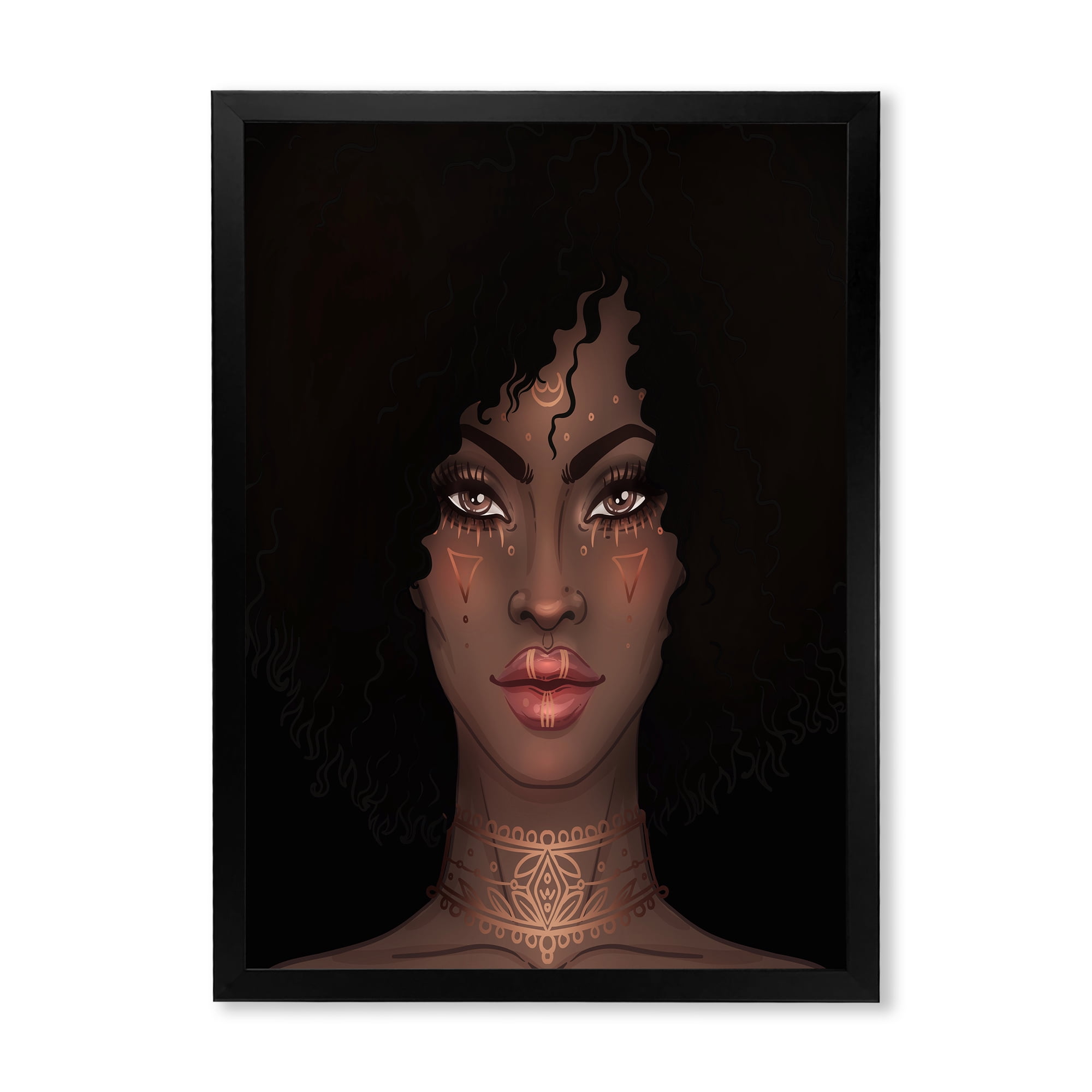 Designart 'Portrait of Afro American Woman II' Modern Framed Art Print