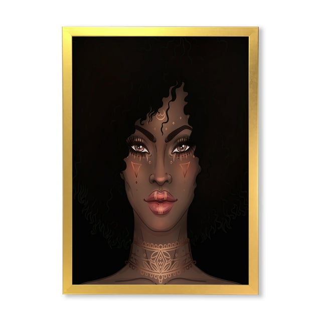 Designart 'Portrait of Afro American Woman II' Modern Framed Art Print
