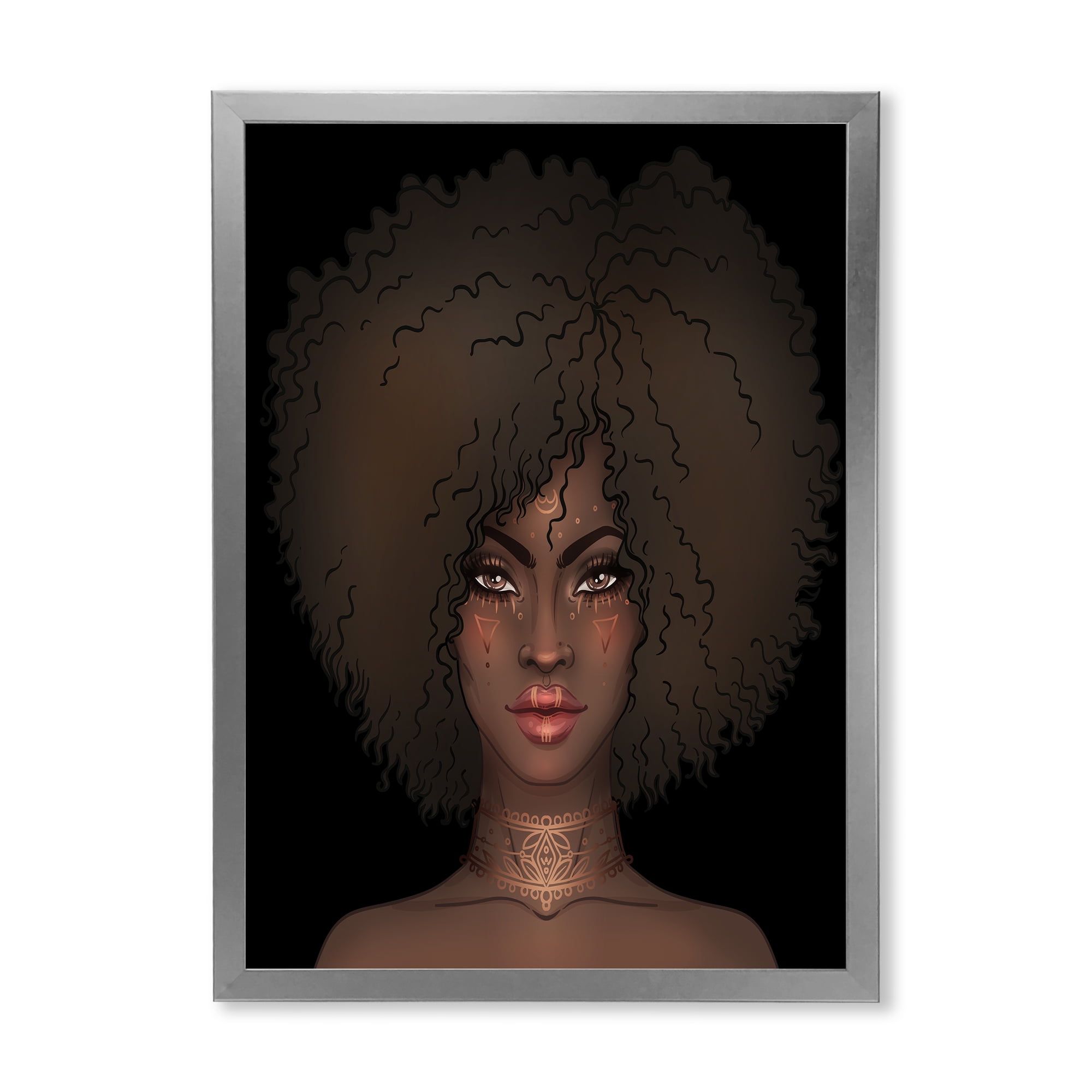 Designart 'Portrait of Afro American Woman III' Modern Framed Art Print